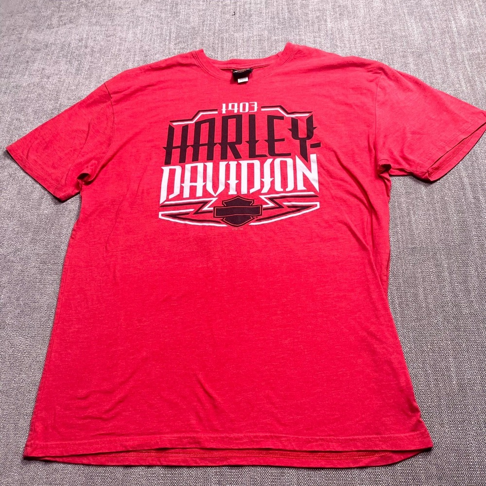 Harley Davidson T Shirt Mens XL Red Graphic Print 1903 Tallahassee Florida Logo